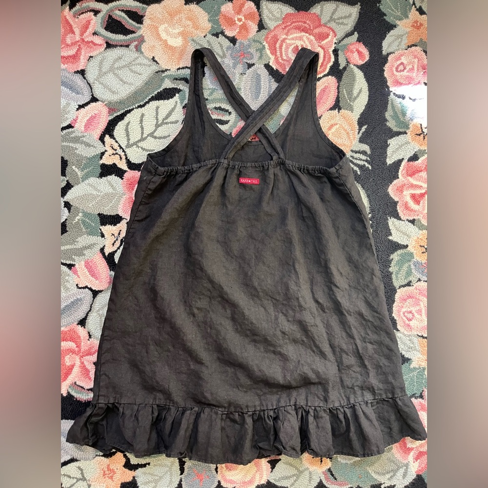 Hard Tail Forever 100% Linen Ruffle Hem Mini Dress